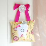 Girls Tooth Fairy Pillow In Pink And Yellow